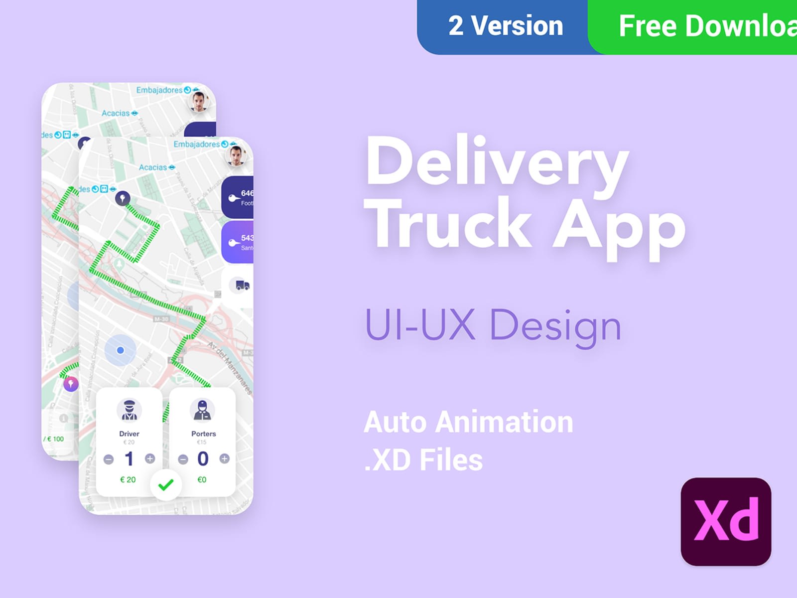 Download Delivery truck app XD template